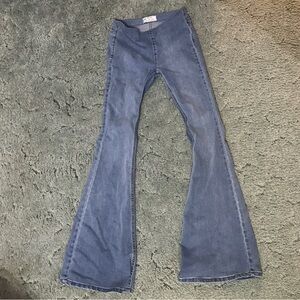 Free People Size 26 Blue Flare Wide-Leg Stretch Jeans